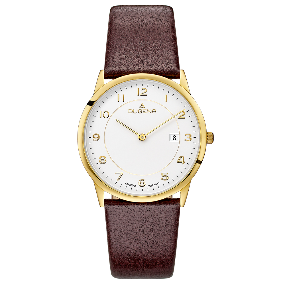 Modena XL Weiß Gold Lederband Braun